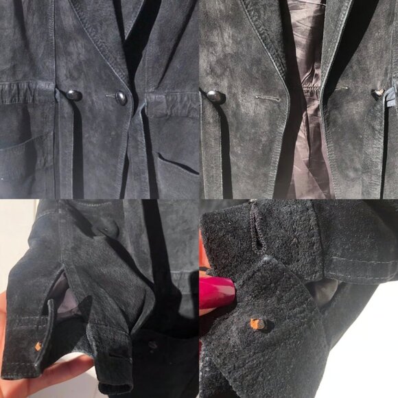 Nancy Heller Vintage Black Suede Leather Jacket, M - Picture 5 of 10